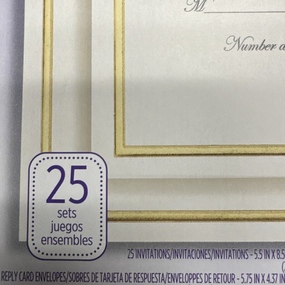 Wilton Gold Ivory Invitation Kit 25 Count New in Box Print At Home Printable NEW - Picture 3 of 4
